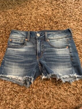American Eagle Outfitters Distressed Light Blue Denim Cutoff Shorts